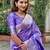 Lavender woven self design pure silk banarasi saree with blouse