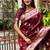 Maroon woven self design pure silk banarasi saree with blouse