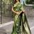 Mehendi woven self design pure silk banarasi saree with blouse