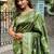 Mehendi woven self design pure silk banarasi saree with blouse