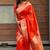 Orange woven self design pure silk banarasi saree with blouse