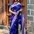 Royal blue woven self design pure silk banarasi saree with blouse