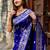 Royal blue woven self design pure silk banarasi saree with blouse