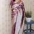 Dark mauve woven self design pure silk banarasi saree with blouse