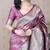 Dark mauve woven self design pure silk banarasi saree with blouse