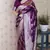 Purple woven self design pure silk banarasi saree with blouse
