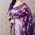 Purple woven self design pure silk banarasi saree with blouse
