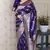 Violet woven self design pure silk banarasi saree with blouse