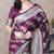 Wine woven self design pure silk banarasi saree with blouse