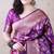 Purple woven self design pure silk banarasi saree with blouse