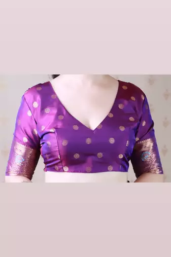 Purple woven self design pure silk banarasi saree with blouse