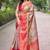 Pink woven self design embellished pure silk saree with blouse