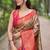 Pink woven self design embellished pure silk saree with blouse