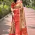Red woven self design embellished pure silk saree with blouse