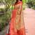 Red woven self design embellished pure silk saree with blouse