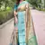 Sky blue woven self design embellished pure silk saree with blouse