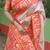 White red woven self design silk blend durga pooja saree with blouse