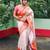 White red woven self design silk blend durga pooja saree with blouse