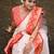 White red woven self design silk blend durga pooja saree with blouse