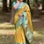 Yellow woven self design embellished tissue kanjivaram saree with blouse