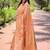 Peach woven embellished organza kanjivaram saree with blouse