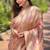 Pink woven embellished organza kanjivaram saree with blouse