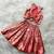 Red & gold brocade woven jacquard one-shoulder top with flared skirt ethnic co-ord set for girls