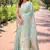 Sky blue woven embellished organza kanjivaram saree with blouse