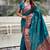 Teal blue woven self design pure silk paithani saree with blouse