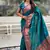 Teal blue woven self design pure silk paithani saree with blouse