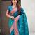 Teal blue woven self design pure silk paithani saree with blouse
