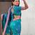 Teal blue woven self design pure silk paithani saree with blouse
