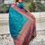Teal blue woven self design pure silk paithani saree with blouse