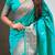 Teal green woven self design pure silk paithani saree with blouse