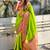 Lime green woven self design pure silk paithani saree with blouse