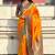 Orange woven self design pure silk paithani saree with blouse