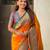 Orange woven self design pure silk paithani saree with blouse