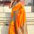 Orange woven self design pure silk paithani saree with blouse