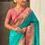 Sea green woven self design pure silk paithani saree with blouse