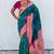 Teal green woven self design pure silk paithani saree with blouse