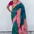 Teal green woven self design pure silk paithani saree with blouse