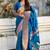 Blue woven self design pure silk paithani saree with blouse