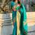 Sea green woven self design pure silk paithani saree with blouse
