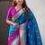 Blue woven self design pure silk paithani saree with blouse
