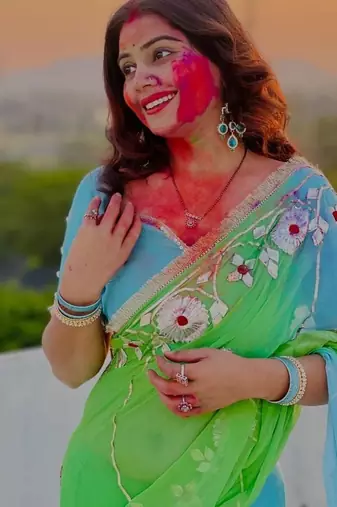 Sky Blue Color  Gota Work Chiffon saree
