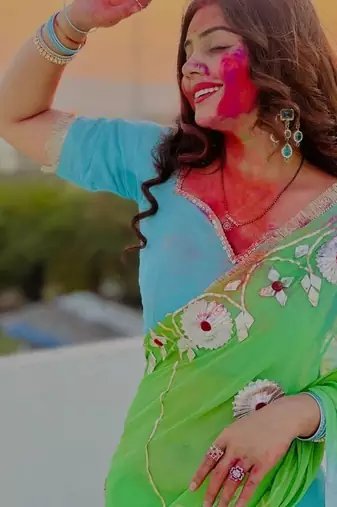 Sky Blue Color  Gota Work Chiffon saree