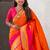 Orange woven self design pure silk paithani saree with blouse