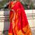 Red woven self design pure silk paithani saree with blouse