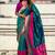 Teal green woven self design pure silk paithani saree with blouse