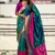 Teal green woven self design pure silk paithani saree with blouse